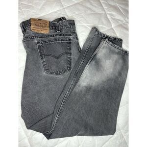 Vintage Levi's 550‎ Denim Jeans Faded Black Orange Tab Distressed USA Made 42x30